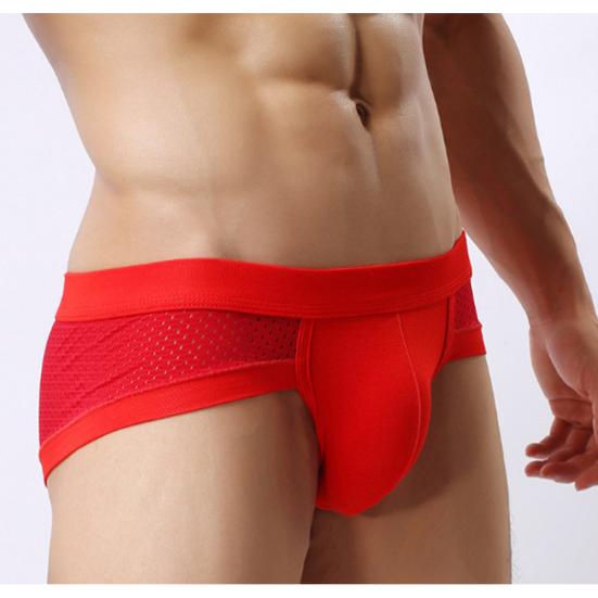 Fashion Men Mesh Breathable Modal Cotton Underwear Shorts Briefs Underpants