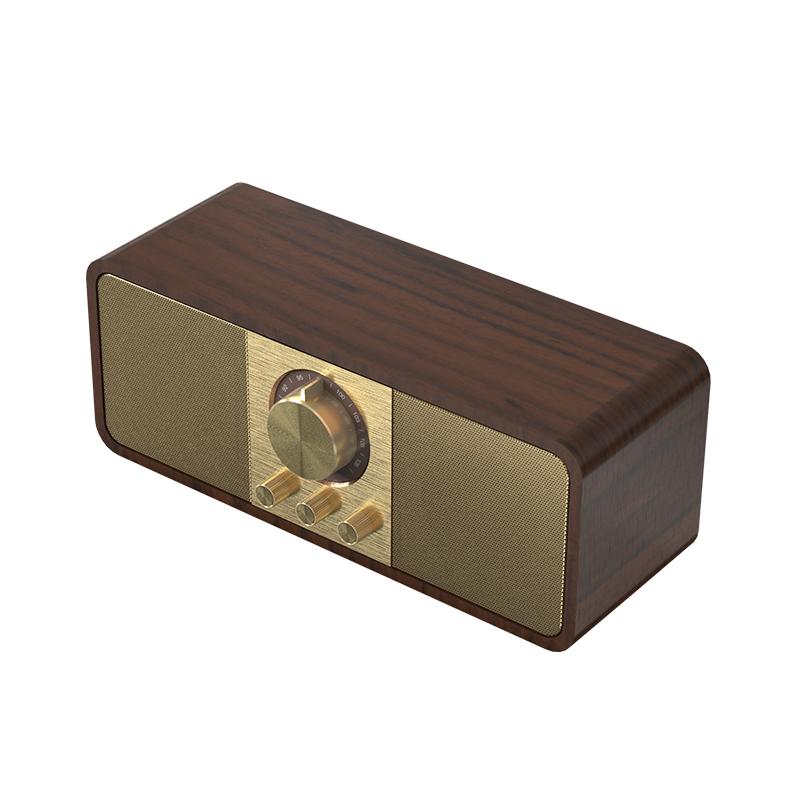 

JY82 Wireless Stereo Retro Speaker Portable Bluetooth-compatible Vintage Speaker Support TF/U-Disk/AUX Walnut Color