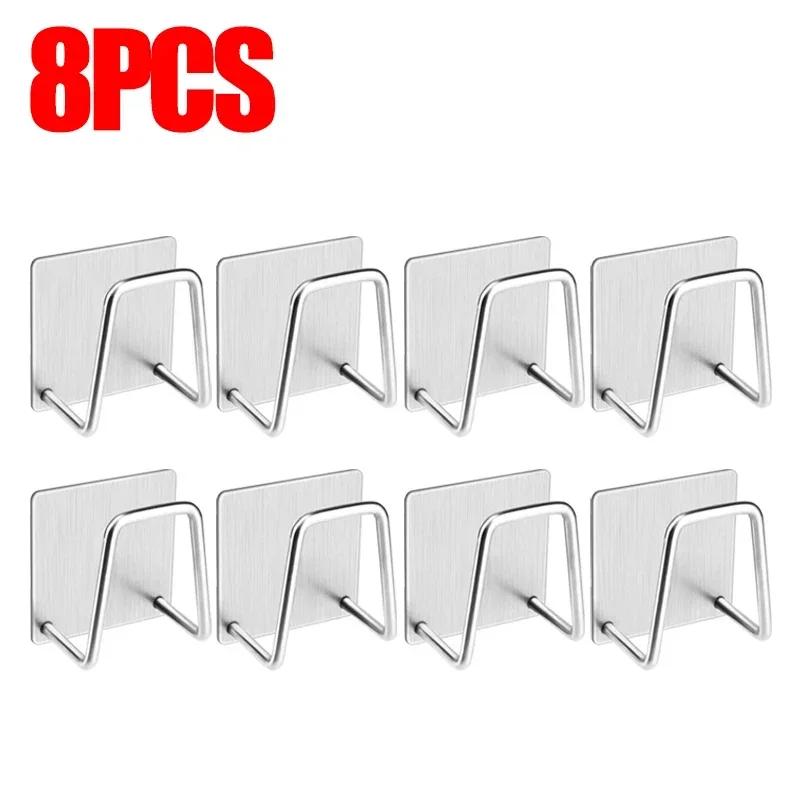 1/10pcs Kitchen Stainless Steel Sink Sponges Holder Self Adhesive Drain Drying Rack Shelf Household Wall Hooks Storage Organizer
