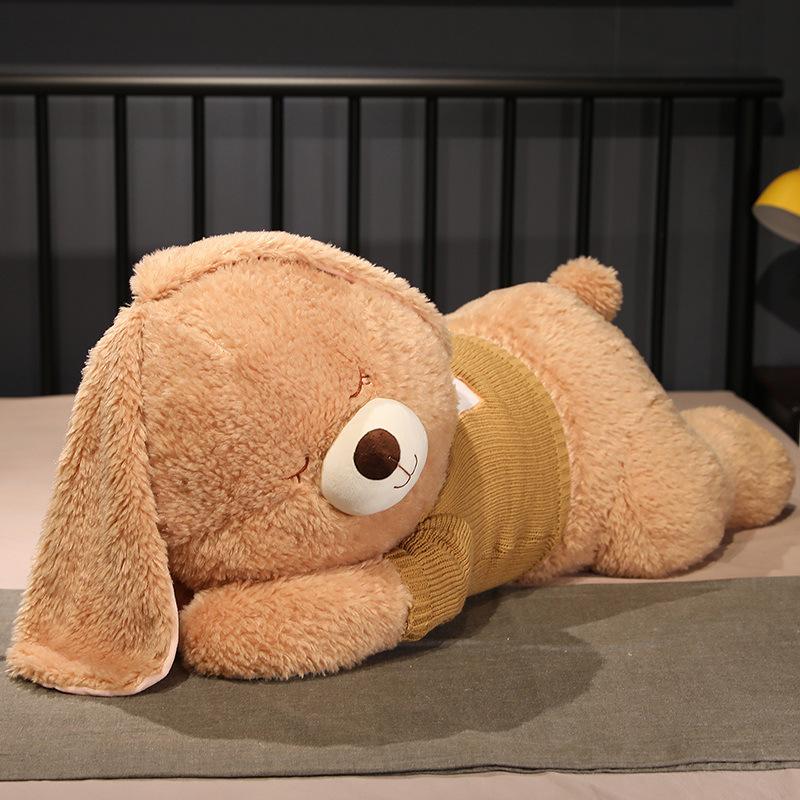 

Большой свитер кролик плюшевая игрушка милый лежащий кролик большая декоративная подушка для девочки кровать спящая держащаяся кукла подарок 1.6m коричневый