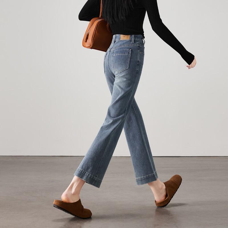 SOFSIL Women's High-Waist Slim Fit Flared Cropped Jeans