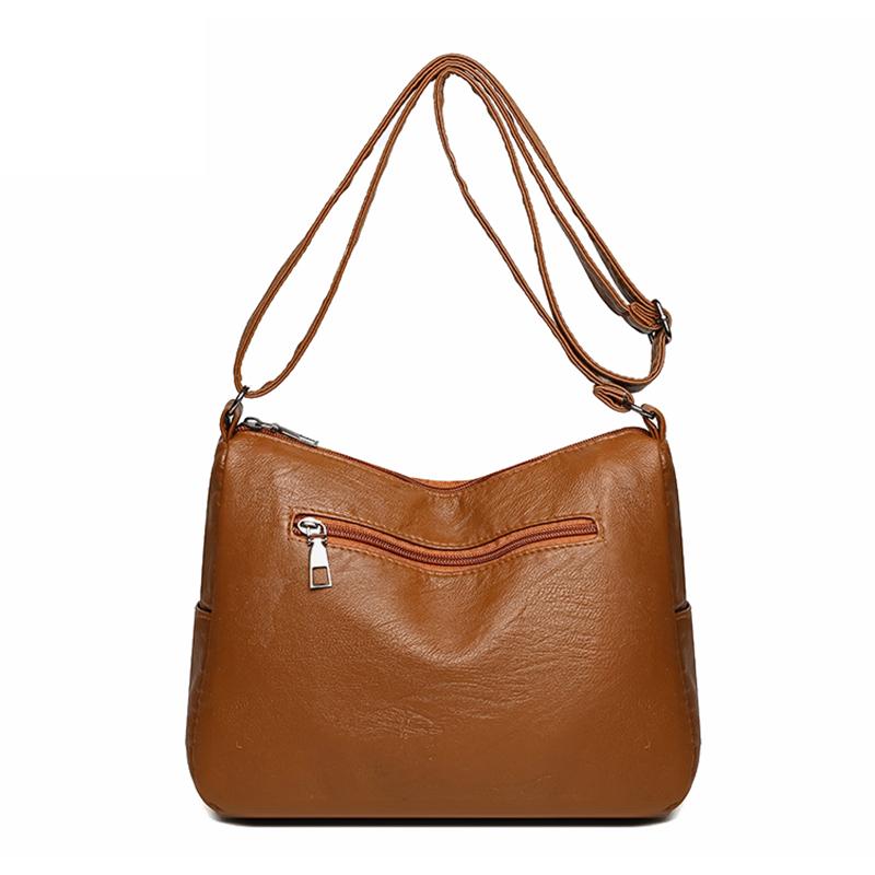 2025 New Fashion Women's Bag Large-capacity Soft Leather Messenger Bag Waterproof and Lightweight Multi-pocket Simple Versatile Shoulder Bag