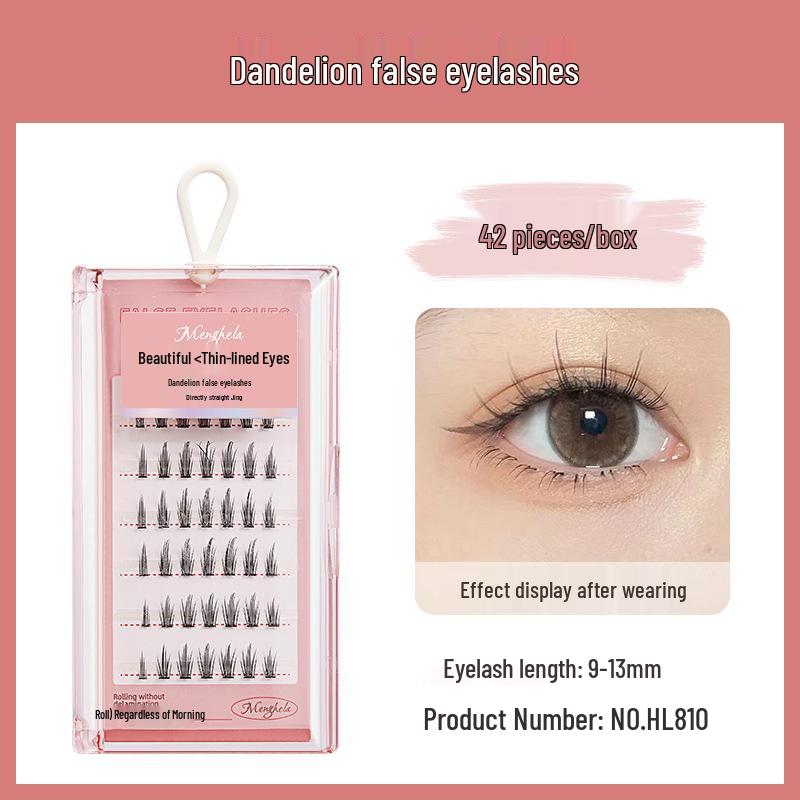 Menghela Big Eye Natural Curled False Lashes - Thin Stem Single Cluster for Lengthening