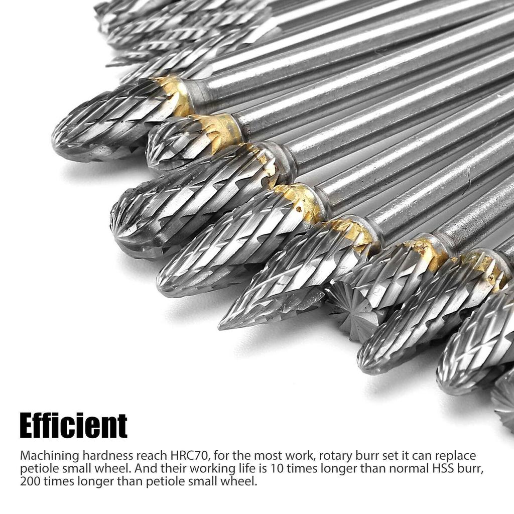 20pcs Tungsten Steel Carbide Burr Grinder Head Die Grinder Rotary Drill Bits