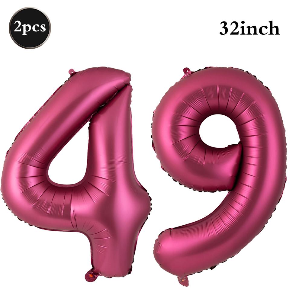 Giant 32 Inch Number Balloon Set Metallic Rose Red Foil Helium Balloon Kit DIY Happy Birthday Party Decor Kids Adult Anniversary