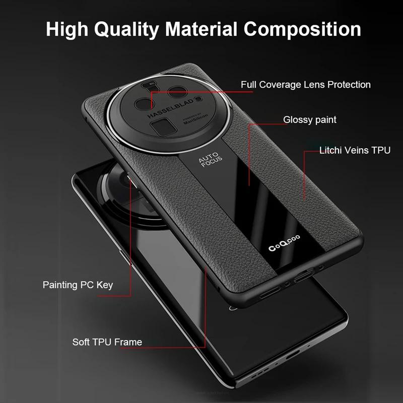 For OPPO Find X6 Pro Case  Lichi Leather +Soft TPU Ultra Thin Lens Protection Slim Matte Cover for OPPO Find X6 Pro 