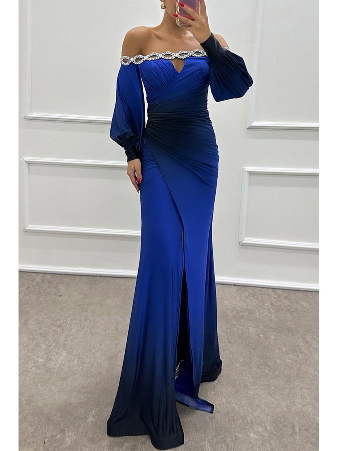 2026 Autumn/Winter One-Shoulder Printed Dress - Long Sleeve Casual Party Wear for Women