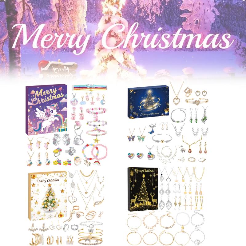 Advent Christmas Calendar Blind Box Beaded Unicorn Girls Jewelry Gift Surprise