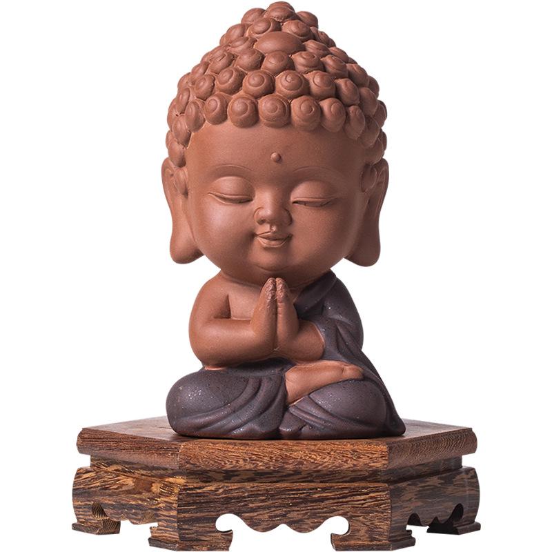 Saha Three Saints Buddha Ceramic Statue: Ksitigarbha, Tathagata, and Guanyin Tabletop Ornament