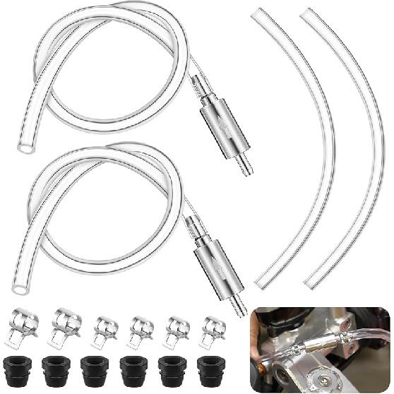 Meonum 2 Pack Brake Bleeder Hose, Motorcycle Brake Bleeder Kit With Nozzle Cap & Clamp, One Way Check Valve Tube Bleeding Tools For Hydraulic System
