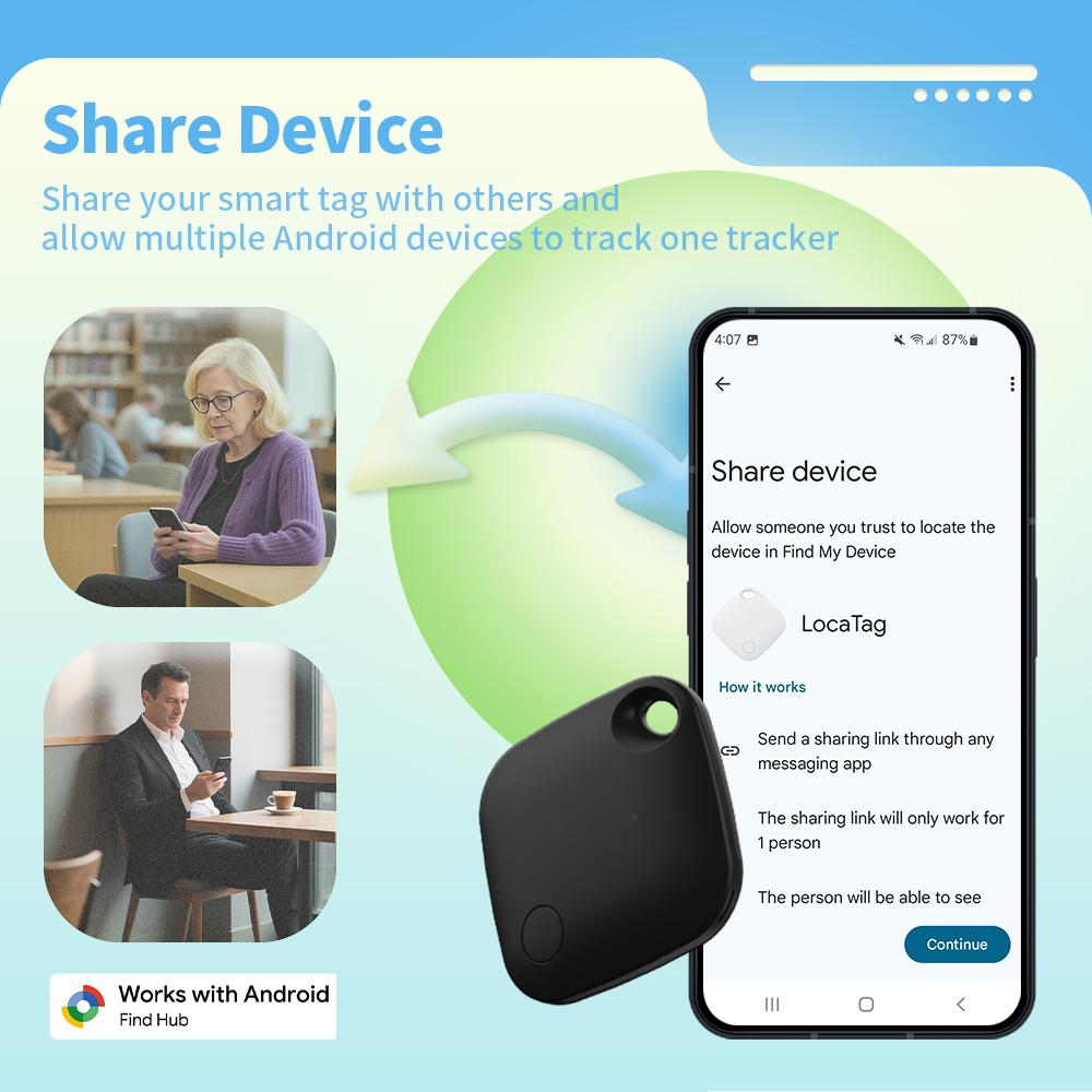 2PCS Bundle Android Smart GPS Tracker with Rope Portable Anti-Loss Locator Work with Google's Find Hub Finder for Pixel Moto