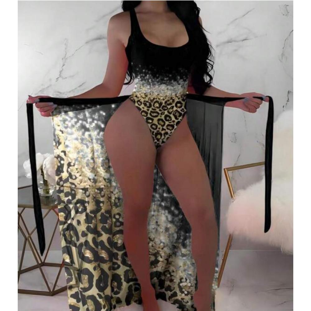 

Европейский и американский купальник женский тройной сетчатый блузка бикини с контрастным цветным принтом L