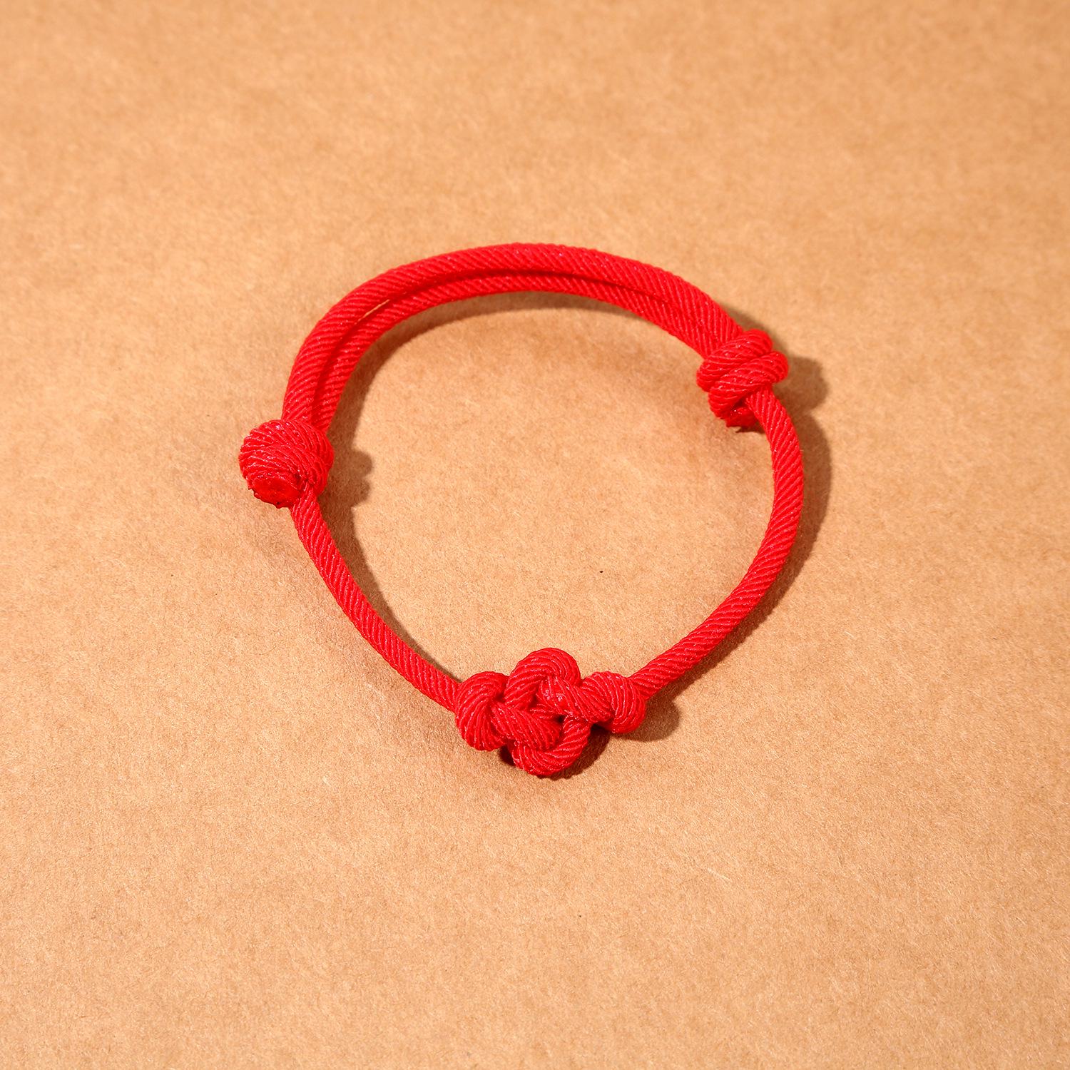 Red Rope Vajra Knot Couple Bracelet - Hand-Woven Token of Affection for Men and Women