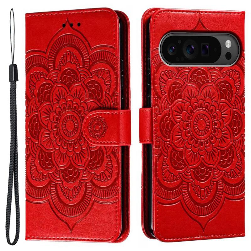 For Google Pixel 10 Pro XL/9 Pro XL Case PU Leather Mandala Imprinted Design Wallet Phone Cover