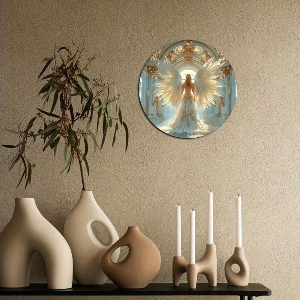 Bezaubernde Engel runde Wanddekoration für Zuhause und Büro. Ein langlebiges, leicht zu reinigendes kreatives Geschenk.