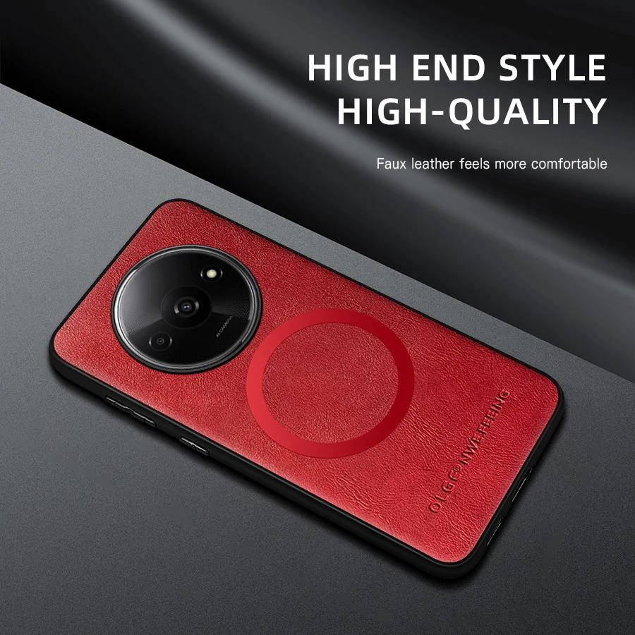For Redmi C61 PU Leather Magnetic Ring Soft Edge Anti-Drop Anti-Fingerprint Phone Case