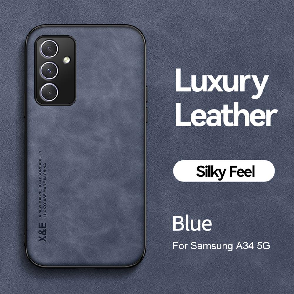 Magnetic Sheepskin Leather Case For Samsung Galaxy A34 A54 A14 A 54 34 14 5G SamsungA54 Cover Back Protection Phone Shell Fundas