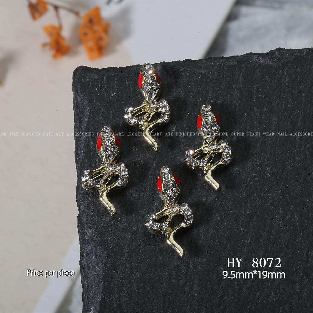 Shiny Rhinestone Snake-Shaped 3D Nail Art Accessories