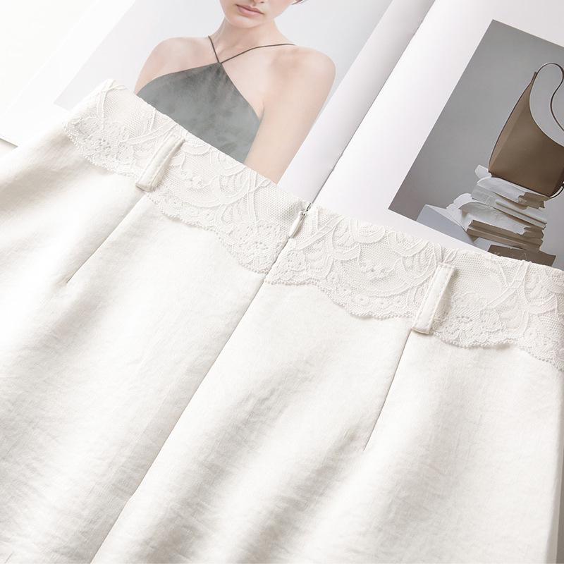 Women's White High-Waisted Midi Skirt - Versatile Summer 2025 Fashion