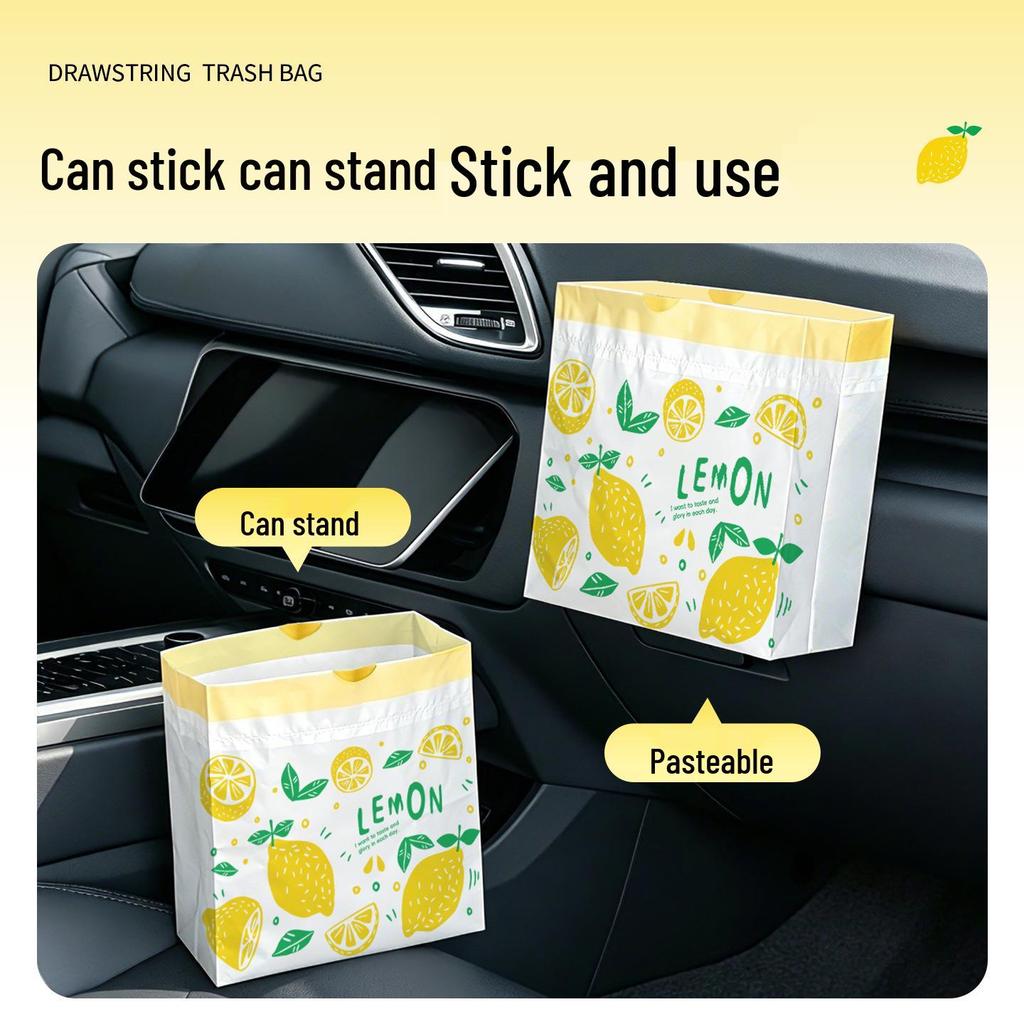 Self-standing Drawstring Car Trash Bag, Adhesive & Hanging, Thickened for Desktop or Car Use
