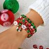 4Pcs/Set Colorful Beads Christmas Bracelet For Women Xmas Tree Santa Claus Elk Snowflake Beaded Bangle Party Jewelry