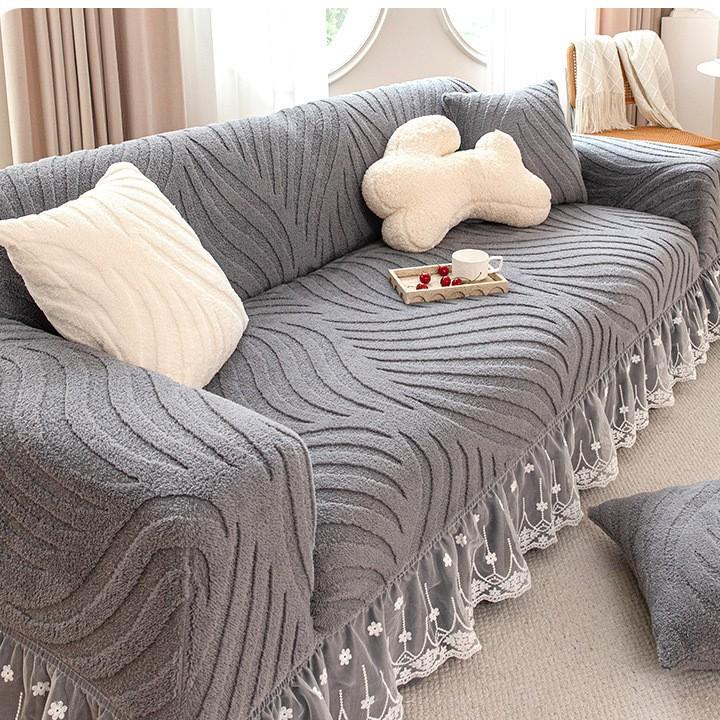 

1 шт. Чехол на диван из французского кружева с цветочной вышивкой - Эластичный полиэстер, Нескользящий обхват 360°, Прочный всесезонный защитный чехол для гостиной, спальни 90-140CM