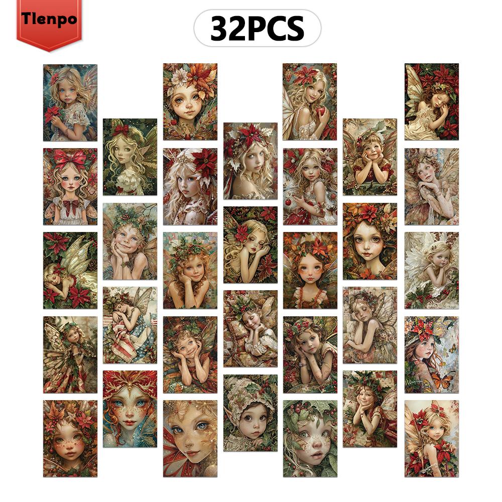 

32pcs. Винтажная рождественская открытка с девочкой, Хэллоуин/Сезон возвращения в школу/День рождения/Бюджетный, Подарок, Коллекционная, Готовая к отправке