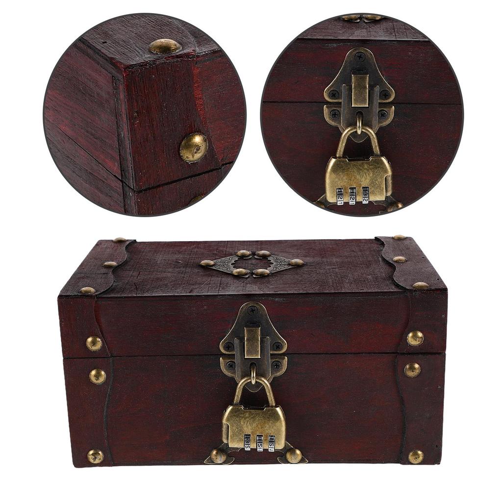 Schmuckschatulle Quadratisch Used-Look Aufbewahrungstruhe Holzkiste Mini-Organizer Schatzkiste Geschenke