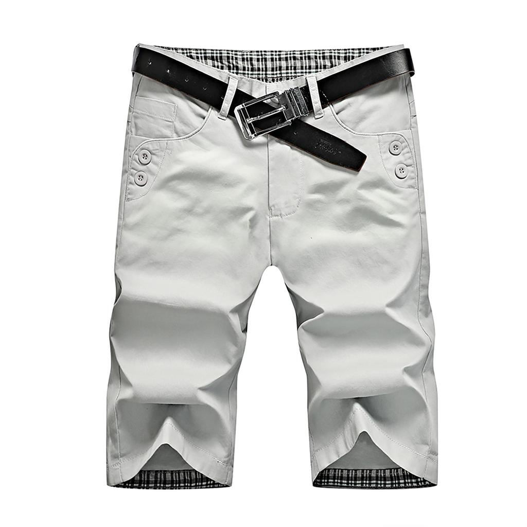Men Beach Shorts Cotton Solid Color Casual Loose Clothing Men’s Sports Shorts