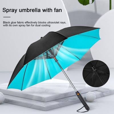 Guarda-chuva 3 em 1 com ventilador, operado por bateria, proteção solar UV, portátil, à prova d'água, à prova de vento, verão, para áreas externas, sol, chuva