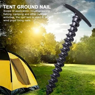 10 Stück Kunststoff-Einschraub-Zeltnagel, Robuster T-förmiger Markisenzelt-Erdnagel, Winddichter Spiral-Erdnagel für Outdoor-Camping-Wandern-Garten