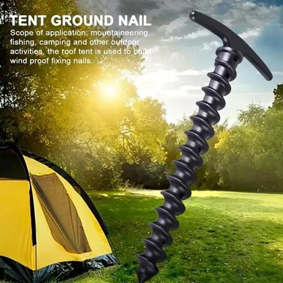 10Pcs Plastic Screw-in Tent Stake, Heavy Duty T-shaped Canopy Tent Peg, Windproof Spiral Ground Stake for Outdoor Camping Hiking Garden