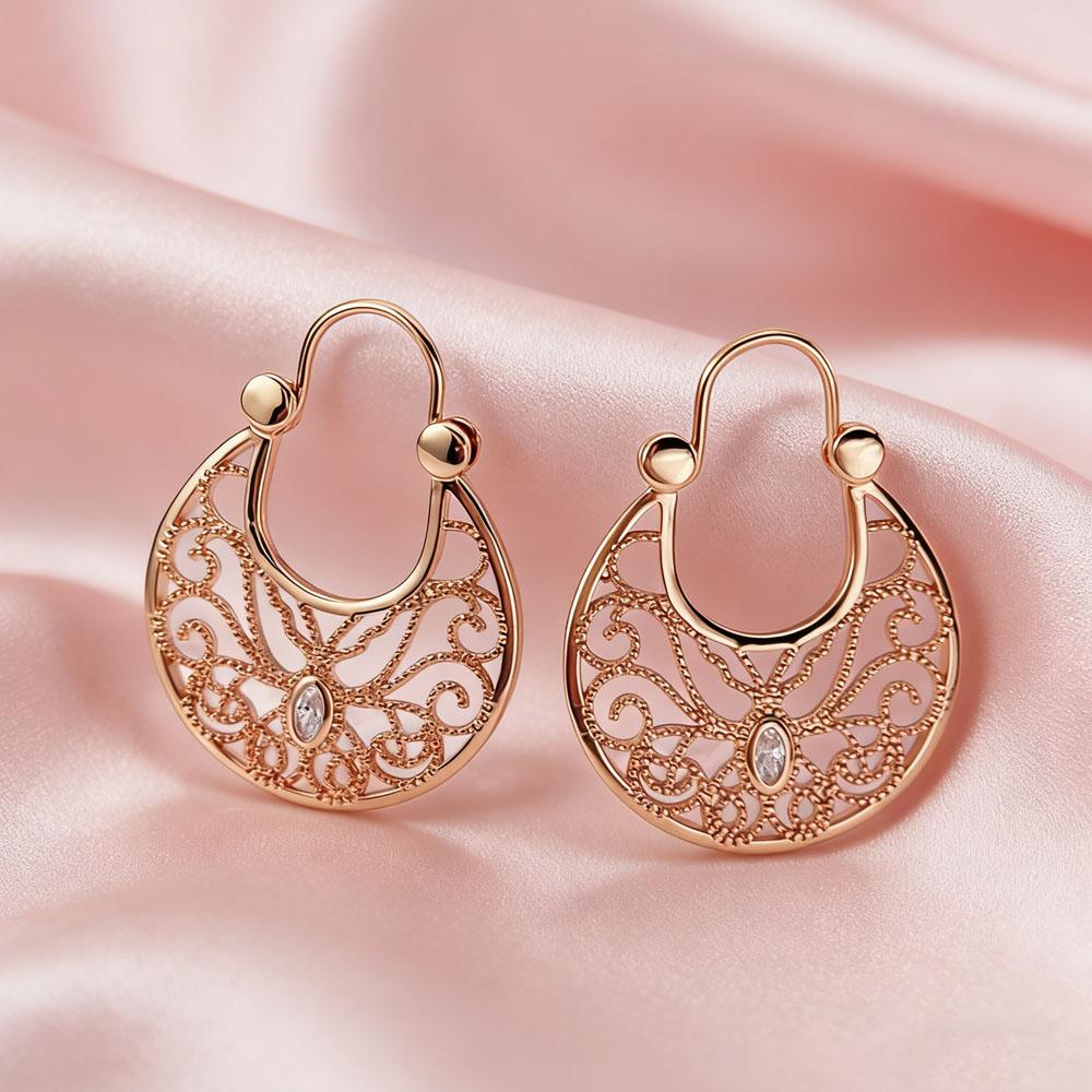 SIMJOO Розовое золото Модные геометрические формы Благородные женские серьги-подвески с камнями