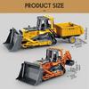 מחפרון מלגזה משאית הנדסית טרקטור דגם רכב Diecast פלסטיק דחפור דו-ראש צעצוע רכב רכב אינרציאלי צעצוע לבנים