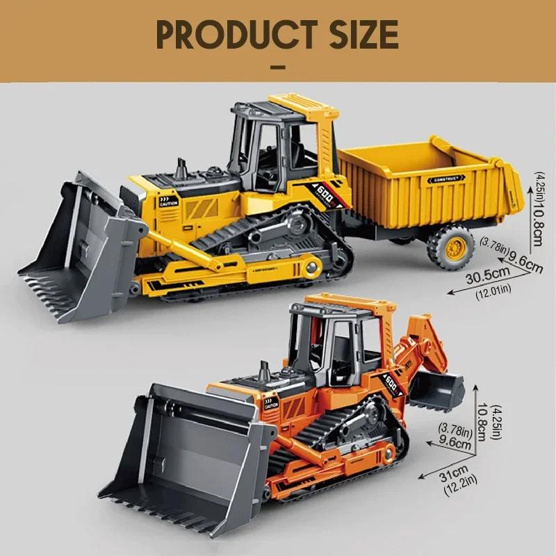מחפרון מלגזה משאית הנדסית טרקטור דגם רכב Diecast פלסטיק דחפור דו-ראש צעצוע רכב רכב אינרציאלי צעצוע לבנים