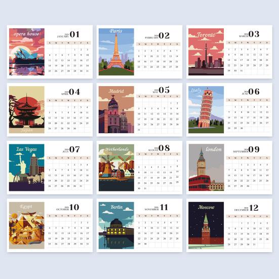 2026 Desk Calendar Water-Resistant Multipurpose Monthly Desk Calendar with Pre-Printed Canvas Paints DIY Art Supplies