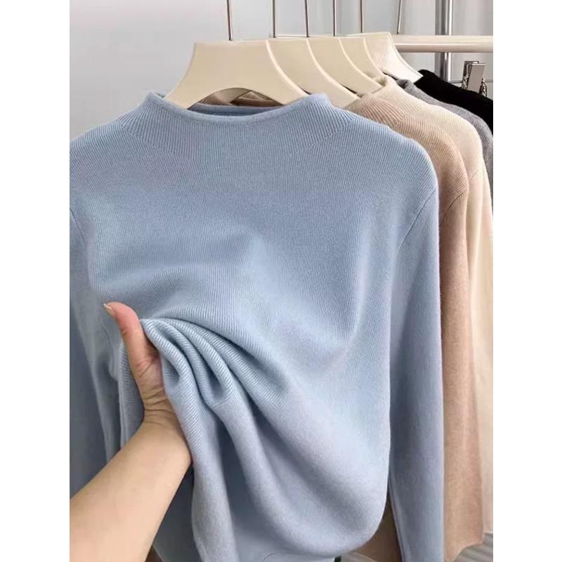 Small Stand-up Collar Milk Ffu Soft Waxy Knitted Long-sleeved Bottoming Shirt Women's Winter Thin Sweater Simple Top