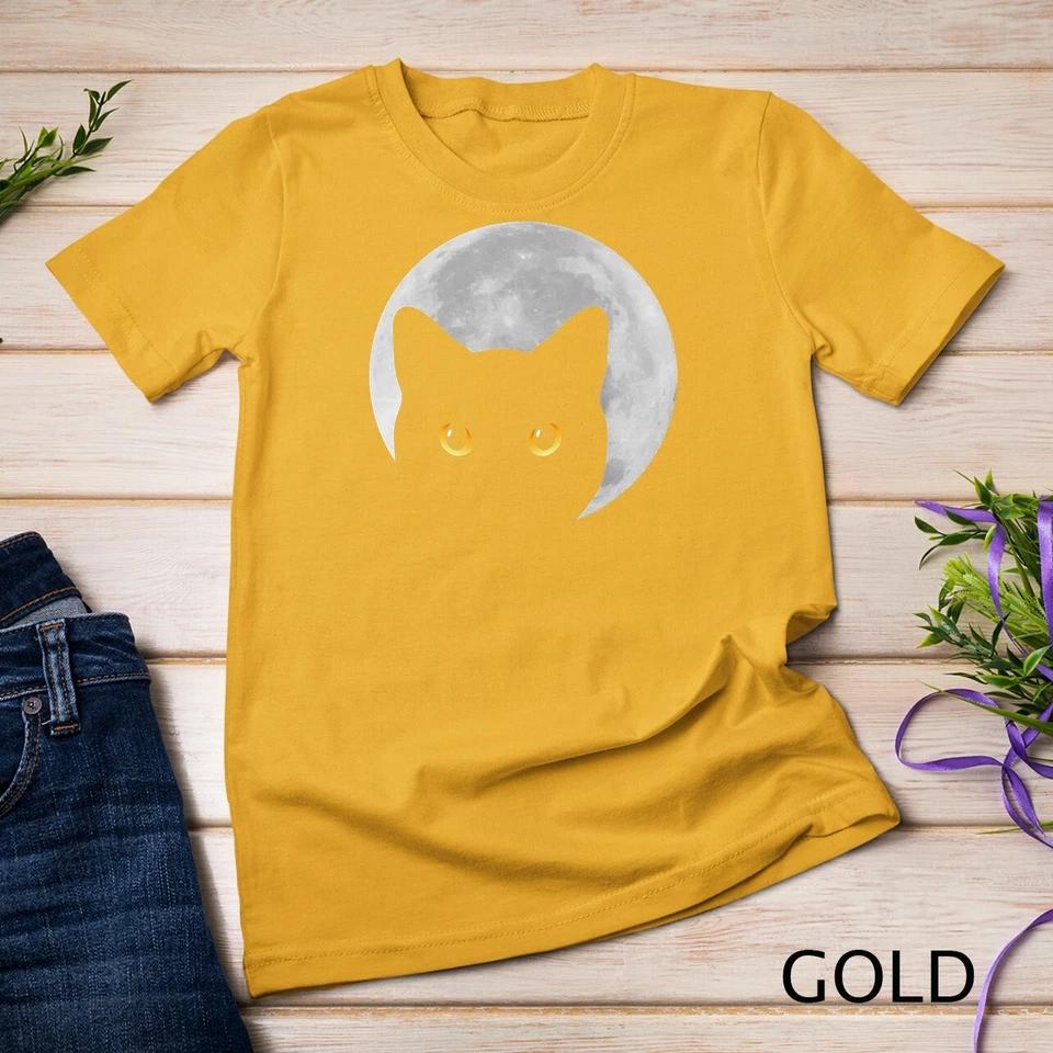 Black Cat Yellow Eyes Cats Moon T-Shirt Unisex T-shirt 2 S