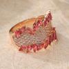 Luxury  Rose Gold Color Inlaid Pink White Cubic Zirconia Ring Exquisite Engagement Wedding Rings for Women Jewelry