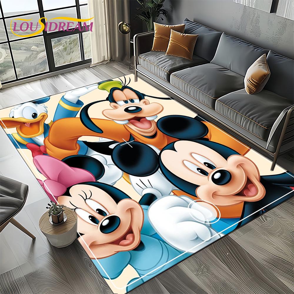 Mickey Minnie Mouse Donald Duck Cartoon Carpet Rug for Bedroom Living Room Home Sofa Decoration,kids Large Decor Floor Mat Gift