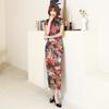 1011 New summer and autumn long cheongsam skirt women's dress slim-fit performance performance Chinese style satin