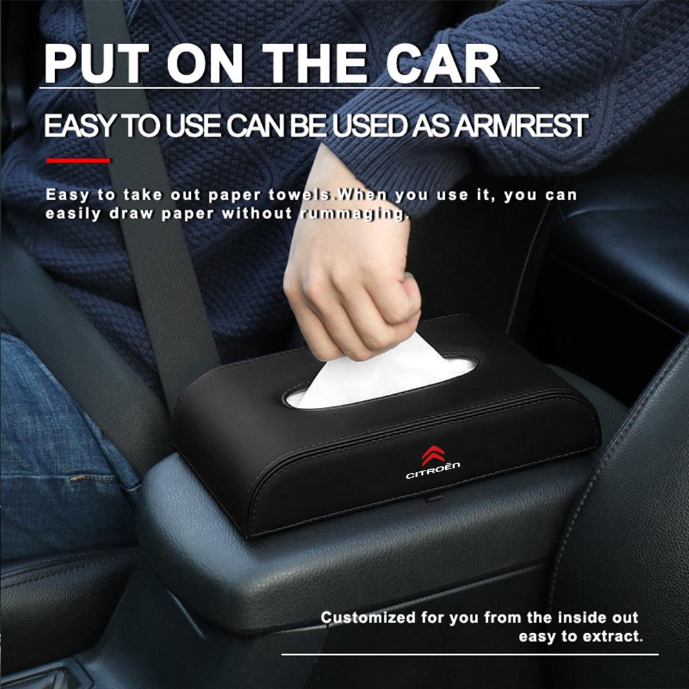 PU Leather Car Tissue Box Magnetic Absorption Box Accessories For Citroen C1 C2 C3 Grand C4 Picasso C4L VTS C-ELYSEE C3-XR DS