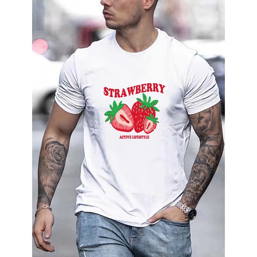 Print Mens T-Shirt Summer Breathable Casual T Shirts Trendy Crewneck New Tee Top Loose All-Match Man Streetwear