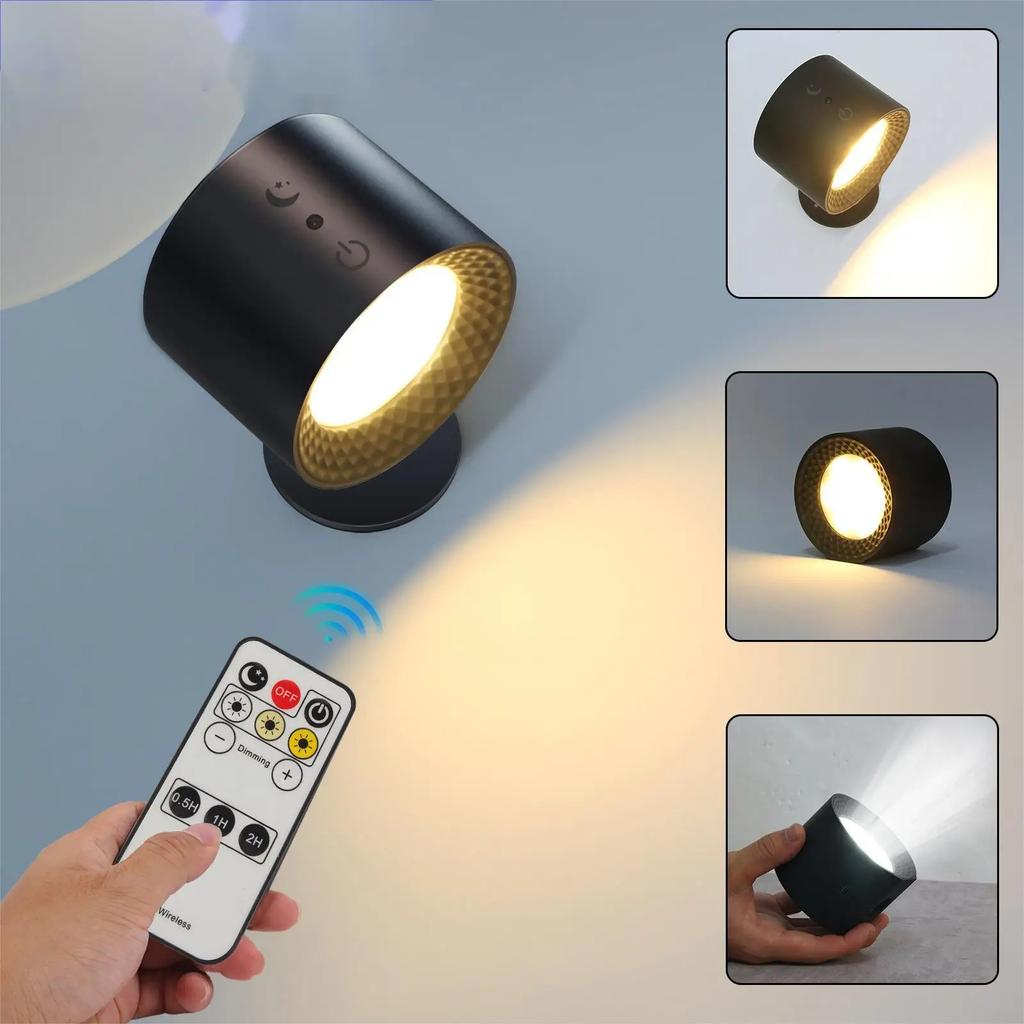 Remote Touch Control Indoor Wireless Rechargeable Wall Lamp Battery Powered LED Cordless Wall Sconces Light With USB Charging