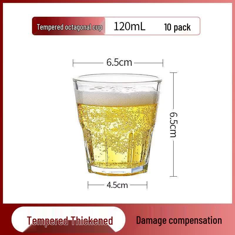 Qiewei Octagonal Tempered Glass Drinking Cups