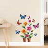 Self-adhesive Creative Colorful Butterflies Flowers Potted Plant Wall Stickers for Living Room TV Bedroom Headboard Home Decor
