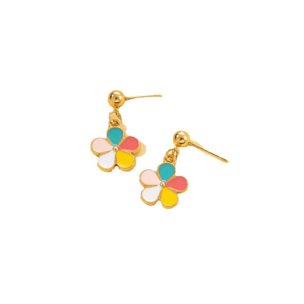Trendy Colorful Floral Earrings Simple Alloy Design Stylish Street Fashion