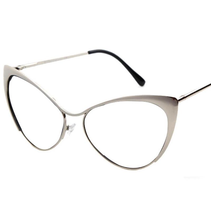 Gold Clear Half Frame Cat Eye Reading Glasses Women Fashion Blue Light Blocking Computer Eyeglasses Sexy Cateye Metal Frame +1 75