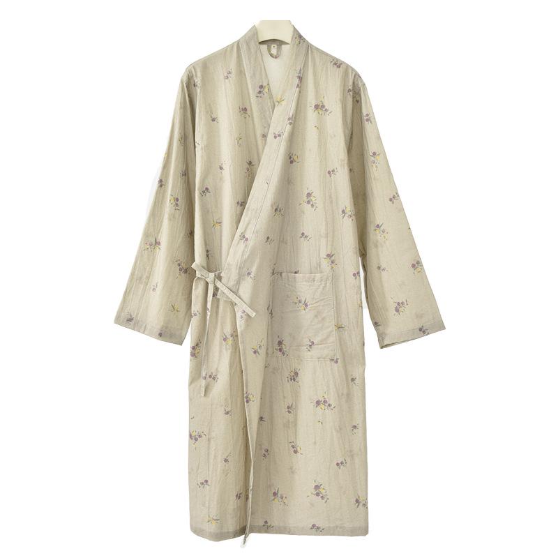 

Japanese Kimono Women s Cotton Linen Bathrobe - 26 Styles, Spring/Summer Nightgown, Thin Sauna Wear, Hotel Tie Style Medium