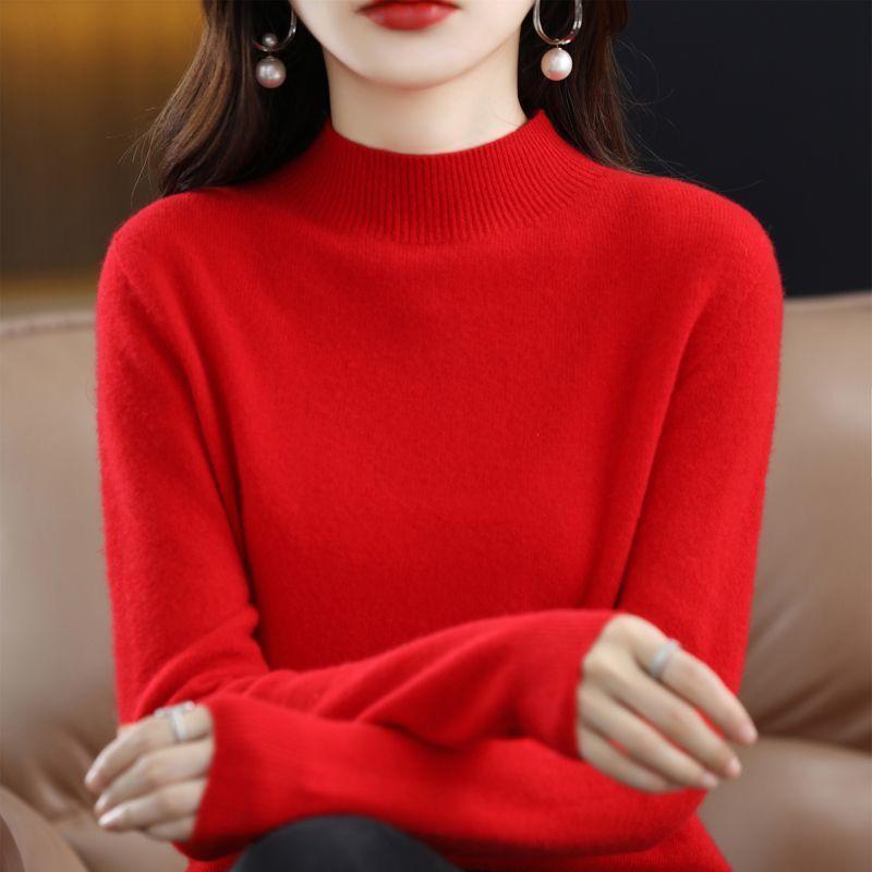 Spring/Summer Short Sleeve Sweater Women's Half Turtleneck Short Loose Five Points Half Sleeve T-Shirt Versatile Knitted Bottoming Shirt Women's Top